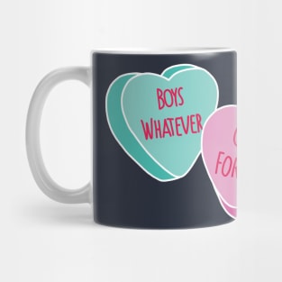 Boys whatever, Cats forever white outline Mug